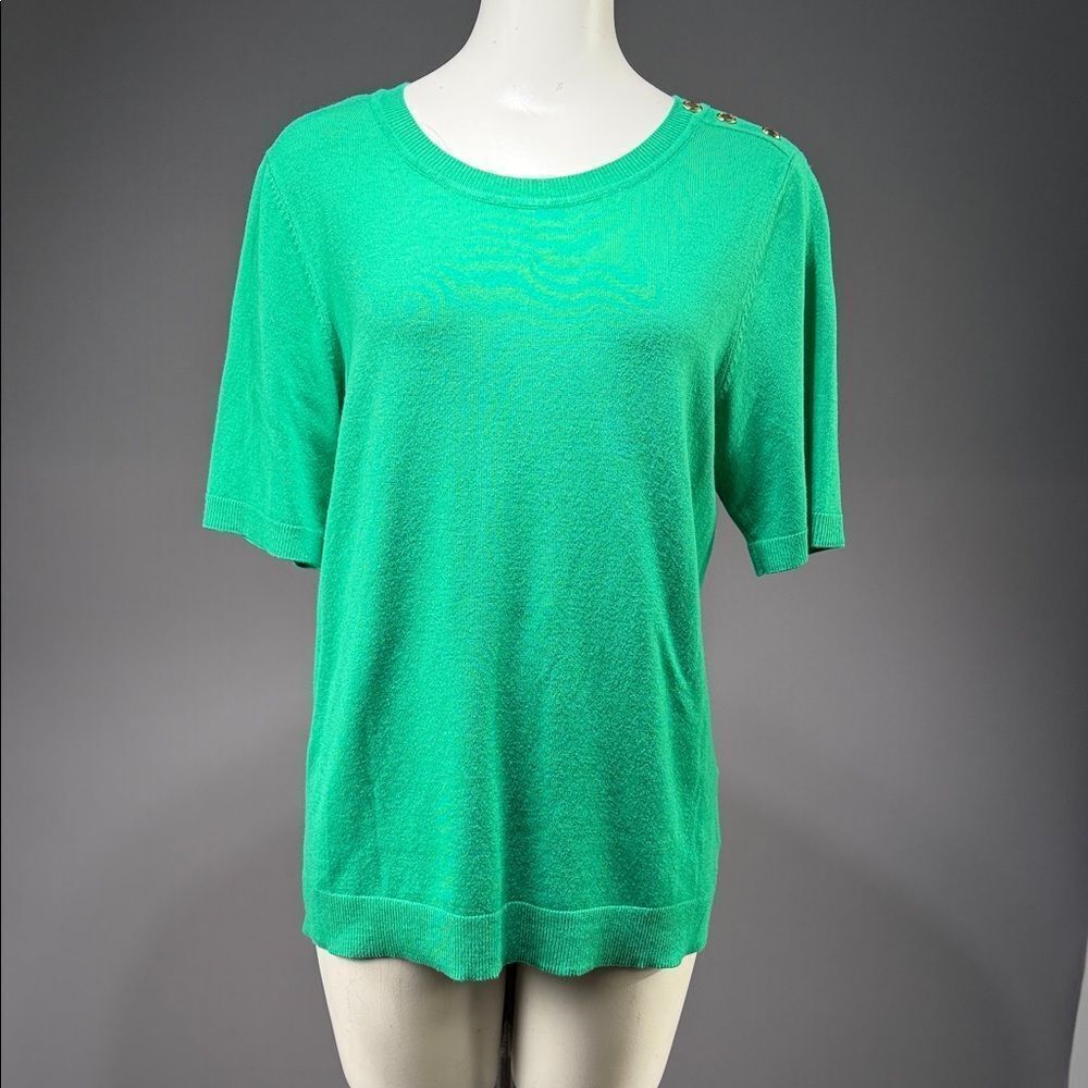 Anne Klein Vibrant Green Short Sleeve Top (rack12)
